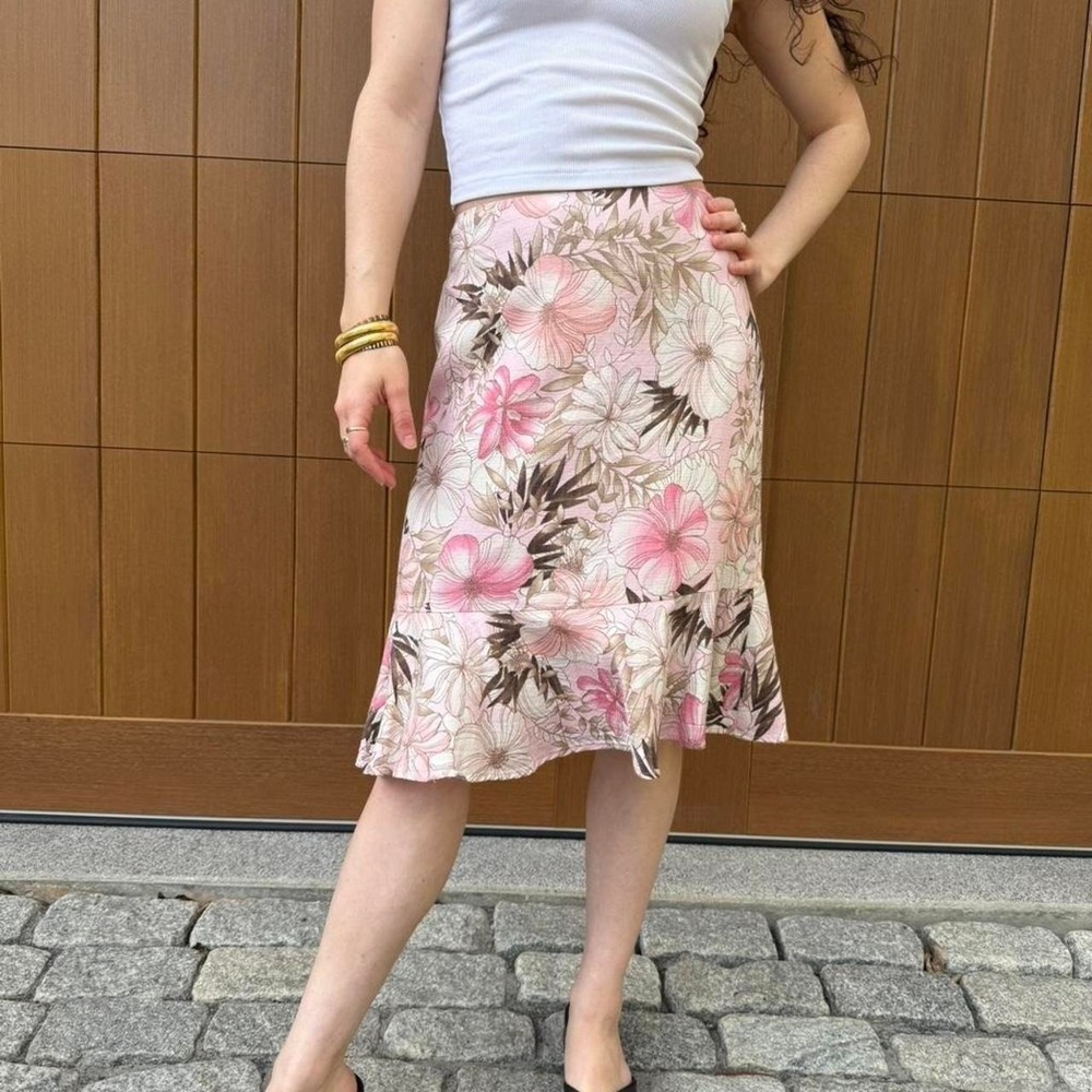 Y2K Ann Taylor Loft Carrie Bradshaw Midi Skirt Floral Feminine